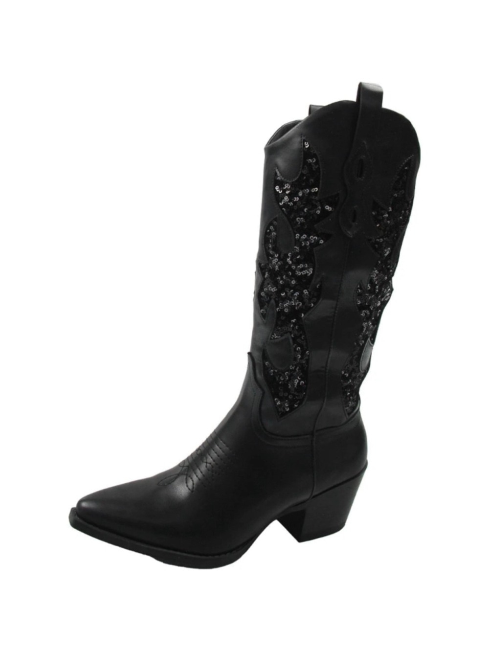 Wild Pair Women's Size 8.5 Black Cowboy Boots w/ Sequin Sparkle Details NIB - Picture 5 of 13
